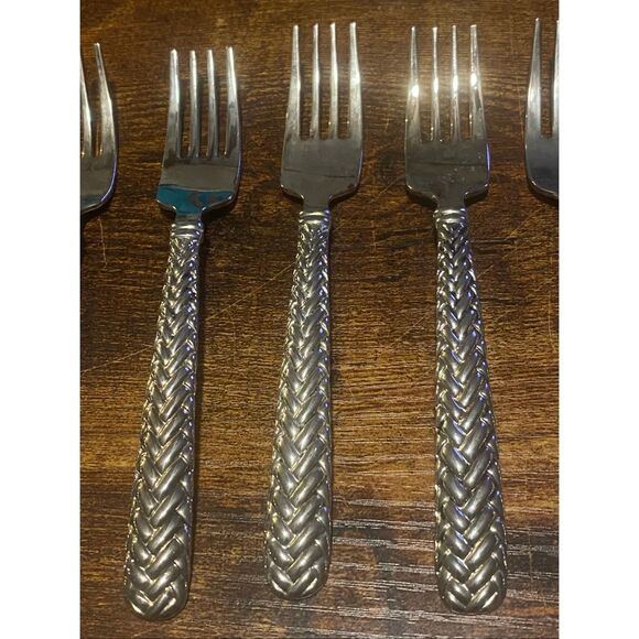 Godinger Silver Plated Braided Flatware Set 25pc Fork Knife Spoon Vintage - Picture 2 of 7